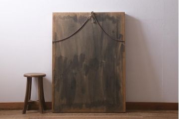 ビンテージ雑貨　正源作　ブロンズレリーフ　鹿と桃(銅板)(R-042068)