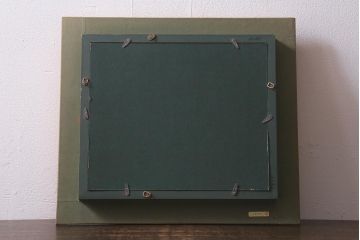 ビンテージ雑貨　高橋敬　油彩画「船だまり」(油絵額装)(R-042071)