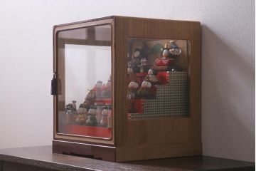 ビンテージ雑貨　昭和期　古い木目込み人形　五段雛飾り(雛人形、ケース付)(R-042072)