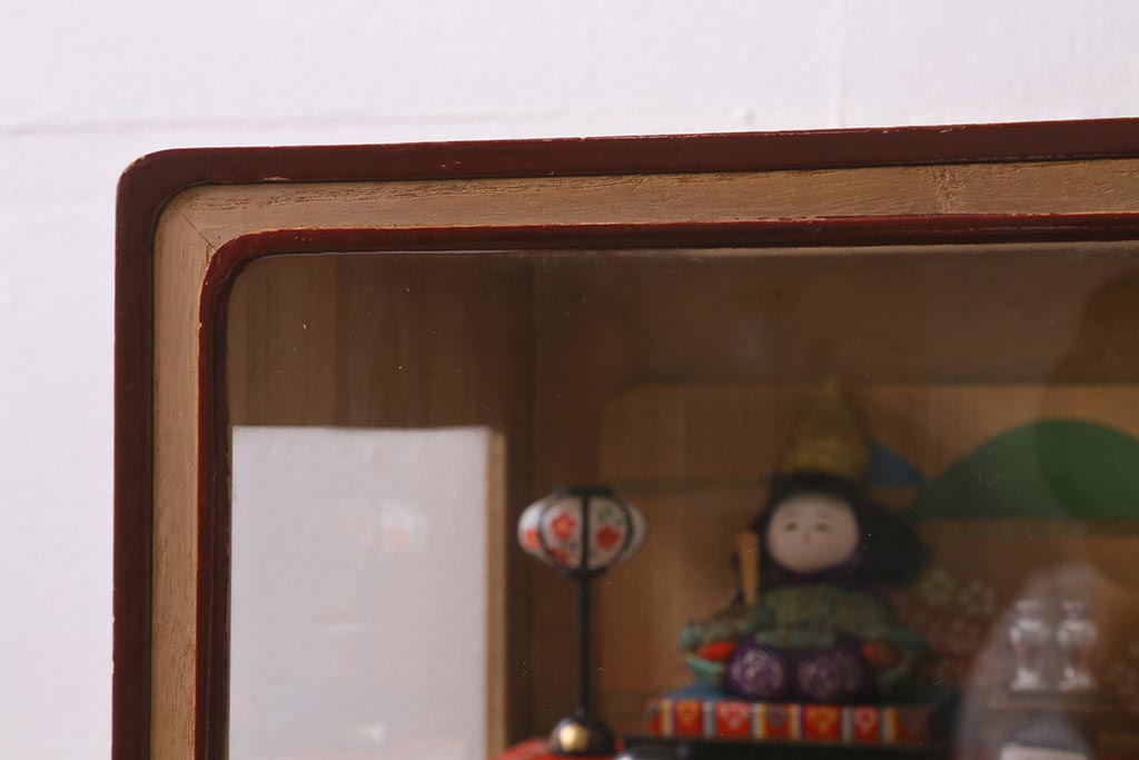 ビンテージ雑貨　昭和期　古い木目込み人形　五段雛飾り(雛人形、ケース付)(R-042072)