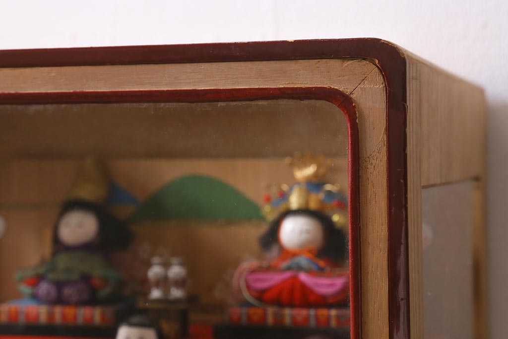 ビンテージ雑貨　昭和期　古い木目込み人形　五段雛飾り(雛人形、ケース付)(R-042072)
