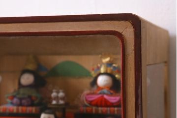 ビンテージ雑貨　昭和期　古い木目込み人形　五段雛飾り(雛人形、ケース付)(R-042072)