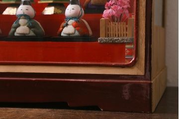 ビンテージ雑貨　昭和期　古い木目込み人形　五段雛飾り(雛人形、ケース付)(R-042072)