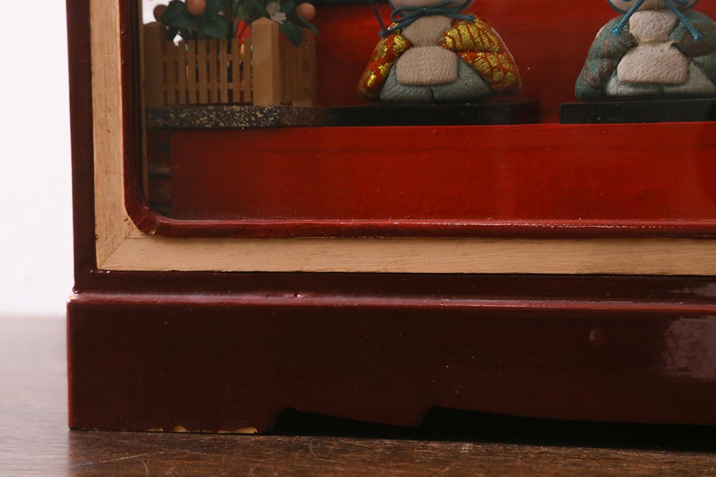 ビンテージ雑貨　昭和期　古い木目込み人形　五段雛飾り(雛人形、ケース付)(R-042072)