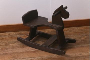 アンティーク雑貨　明治大正期　会津　栗材　趣溢れる木馬(そり)(R-042085)