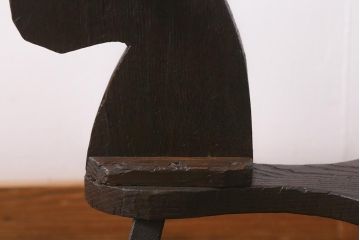 アンティーク雑貨　明治大正期　会津　栗材　趣溢れる木馬(そり)(R-042085)