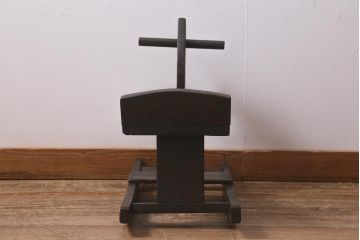 アンティーク雑貨　明治大正期　会津　栗材　趣溢れる木馬(そり)(R-042085)