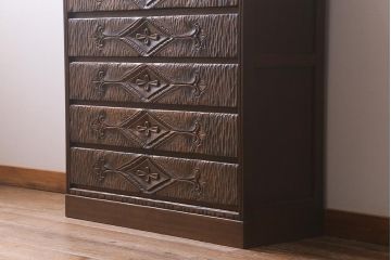 ビンテージ家具　レアもの　繊細な彫刻が魅力的なペザントアートのチェスト(引き出し、ヴィンテージ)(R-042086)