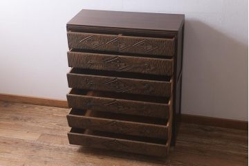 ビンテージ家具　レアもの　繊細な彫刻が魅力的なペザントアートのチェスト(引き出し、ヴィンテージ)(R-042086)
