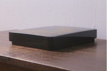 ビンテージ雑貨　輪島塗　塩安漆器工房　菊蒔絵　木製硯箱(R-042118)