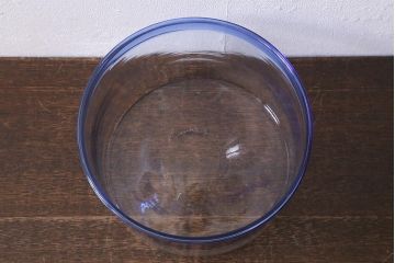 アンティーク雑貨　大正昭和初期　青縁　吹きガラス金魚鉢(R-042121)