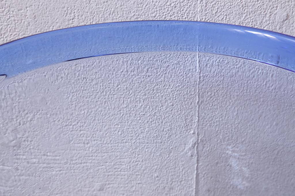 アンティーク雑貨　大正昭和初期　青縁　吹きガラス金魚鉢(R-042121)