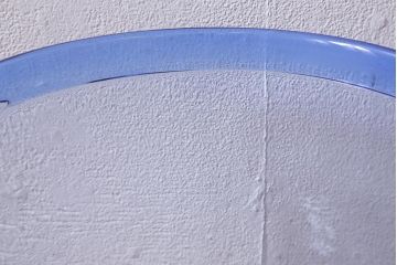 アンティーク雑貨　大正昭和初期　青縁　吹きガラス金魚鉢(R-042121)