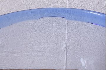 アンティーク雑貨　大正昭和初期　青縁　吹きガラス金魚鉢(R-042121)