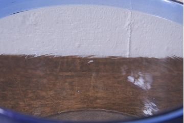 アンティーク雑貨　大正昭和初期　青縁　吹きガラス金魚鉢(R-042121)