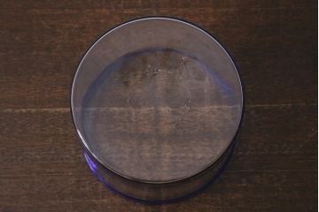 アンティーク雑貨　大正昭和初期　青縁　吹きガラス金魚鉢(R-042121)