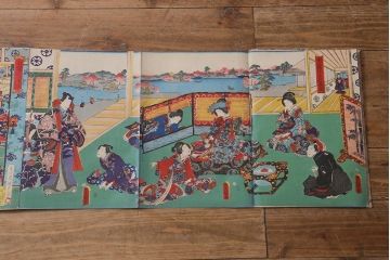 明治期　浮世絵木版画　57枚画帖(國周、豊國、國貞、芳盛、房種、國明)(R-042128)