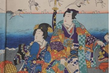 明治期　浮世絵木版画　57枚画帖(國周、豊國、國貞、芳盛、房種、國明)(R-042128)