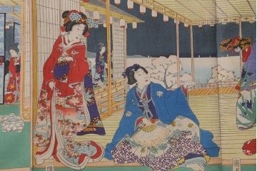 明治期　浮世絵木版画　57枚画帖(國周、豊國、國貞、芳盛、房種、國明)(R-042128)