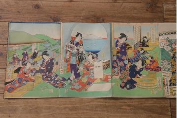 明治期　浮世絵木版画　57枚画帖(國周、豊國、國貞、芳盛、房種、國明)(R-042128)