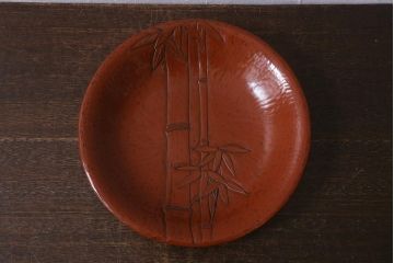 アンティーク雑貨　昭和初期　鎌倉彫　菓子皿　銘名皿5枚(在銘作家物)(R-042132)