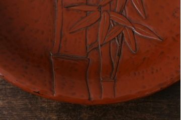 アンティーク雑貨　昭和初期　鎌倉彫　菓子皿　銘名皿5枚(在銘作家物)(R-042132)