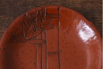 アンティーク雑貨　昭和初期　鎌倉彫　菓子皿　銘名皿5枚(在銘作家物)(R-042132)