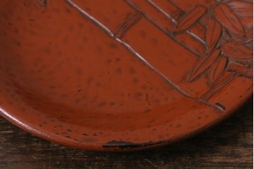 アンティーク雑貨　昭和初期　鎌倉彫　菓子皿　銘名皿5枚(在銘作家物)(R-042132)