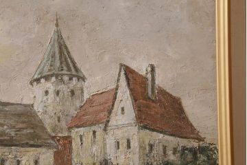 1973　井口由多可　油彩「BurgSchlaining城」油絵(R-042133)