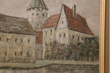 1973　井口由多可　油彩「BurgSchlaining城」油絵(R-042133)