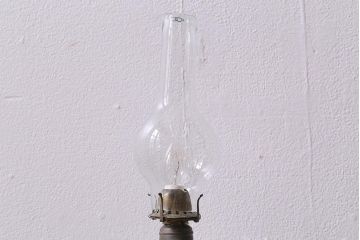 アンティーク照明　昭和初期　オイルランプリメイク　気泡ガラスがレトロで趣あふれるテーブルランプ(スタンドライト、卓上照明)(R-042139)