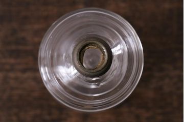 アンティーク照明　昭和初期　オイルランプリメイク　気泡ガラスがレトロで趣あふれるテーブルランプ(スタンドライト、卓上照明)(R-042139)