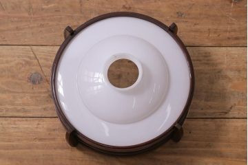 アンティーク照明　木製フレームが和の雰囲気高めるペンダントライト(天井照明、吊り下げ照明)(R-042147)