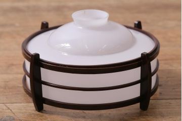 アンティーク照明　木製フレームが和の雰囲気高めるペンダントライト(天井照明、吊り下げ照明)(R-042147)