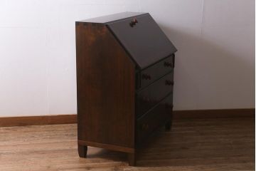 ビンテージ家具　松本民芸家具　シックで上品な佇まいのライティングビューロー(簿記机、在宅ワーク、在宅用ワークデスク、ヴィンテージ)(R-042153)