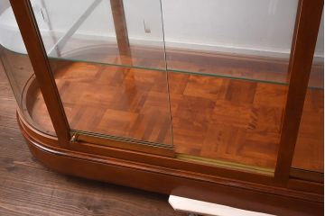 中古　最高級品　パーケットが魅力的なオーバルガラスケース(Rガラス、陳列棚、ショーケース、飾り棚)(R-042154)