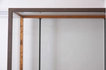 中古　イギリス製　真鍮枠　ガラス戸付き　シンプルなデザインのガラスケース(ショーケース、陳列棚、飾り棚、店舗什器)(R-042155)