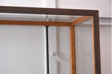 中古　イギリス製　真鍮枠　ガラス戸付き　シンプルなデザインのガラスケース(ショーケース、陳列棚、飾り棚、店舗什器)(R-042155)