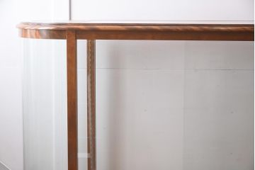 中古　特大　最高級品　パーケットが魅力的なオーバルガラスケース(Rガラス、陳列棚、ショーケース、飾り棚)(R-042156)