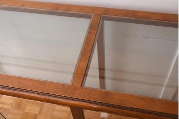 中古　特大　最高級品　パーケットが魅力的なオーバルガラスケース(Rガラス、陳列棚、ショーケース、飾り棚)(R-042156)