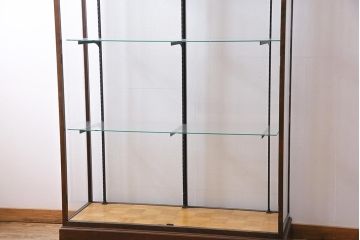 中古　イギリス製　パーケット　レトロな雰囲気が魅力の大型ガラスケース(ショーケース、陳列棚)(R-042157)