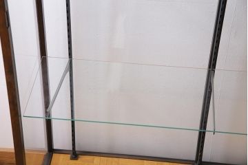 中古　イギリス製　パーケット　レトロな雰囲気が魅力の大型ガラスケース(ショーケース、陳列棚)(R-042157)