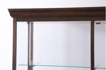 中古　イギリス製　パーケット　レトロな雰囲気が魅力の大型ガラスケース(ショーケース、陳列棚)(R-042157)