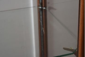 ヴィンテージ家具　イギリスビンテージ　マホガニー材　シンプルな縦型ガラスケース(ショーケース、陳列棚、飾り棚)(R-042158)