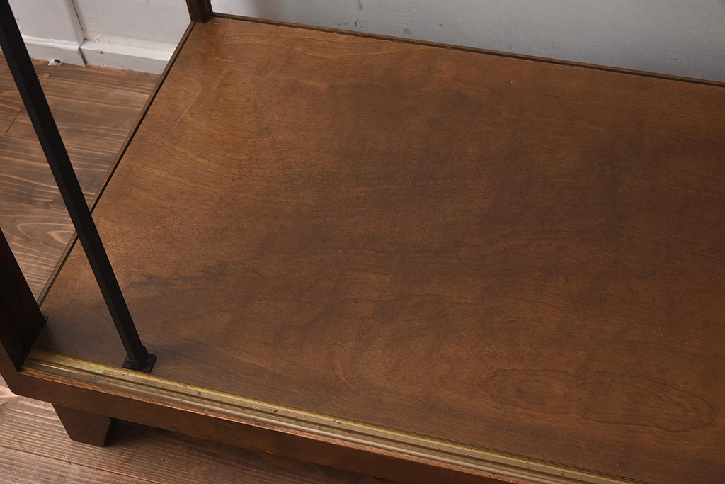 中古　特大サイズ　ワイド　柔らかな木の風合いが魅力のガラスケース(陳列棚、ショーケース、飾り棚)(R-042159)