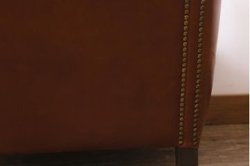 ヴィンテージ家具　イギリスビンテージ　美品　高級感漂う本革の一人掛けソファ(1Pソファ、ラウンジチェア)(R-042166)