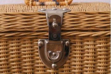 アンティーク雑貨　ナチュラルスタイルにおすすめな小ぶりのアンティークバスケット(鞄、カゴ、収納)(R-042174)