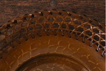 アンティーク雑貨　昭和中期　三越(MITSUKOSHI)　銅編み　槌目が目を引く菓子器(菓子鉢、共箱)(R-042175)