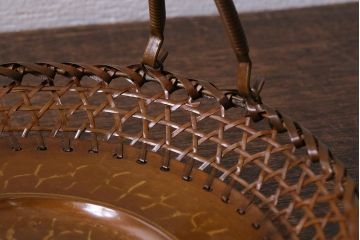 アンティーク雑貨　昭和中期　三越(MITSUKOSHI)　銅編み　槌目が目を引く菓子器(菓子鉢、共箱)(R-042175)