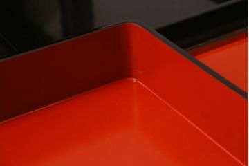 アンティーク雑貨　外箱付き　葡萄文　輪島塗の蒔絵木製三段重(漆器重箱)(R-042181)